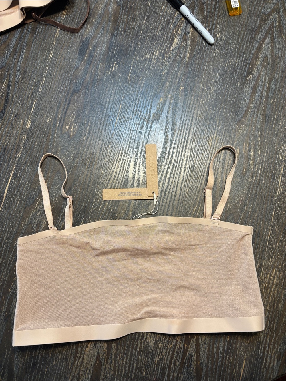 SKIMS XL sheer clay Light Nude Seamless Bandeau Bralette with Adjustable Straps